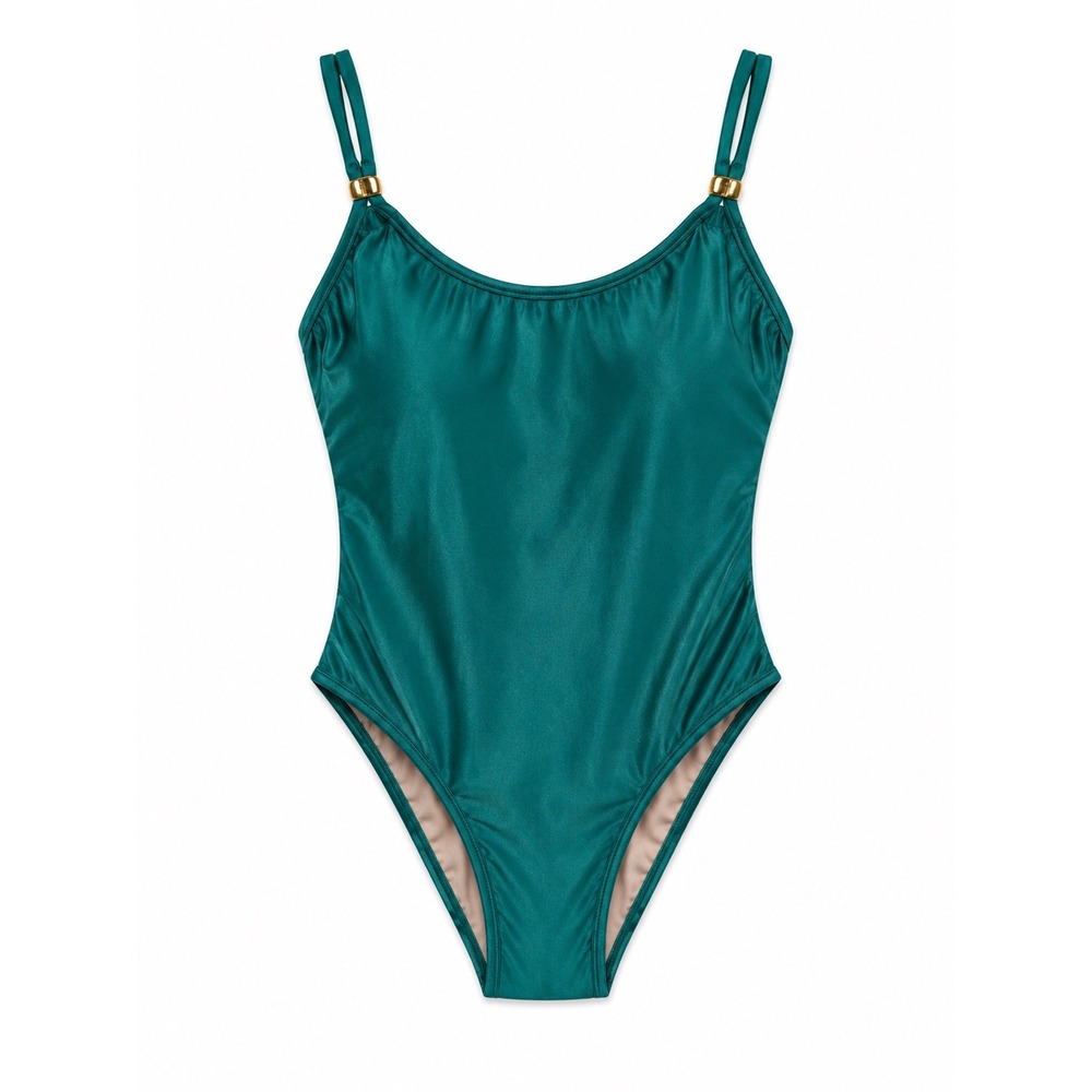 PQ Haleyybaylee Evergreen Loop One Piece Swimsuit Women M‎ Gold Luxury Resort